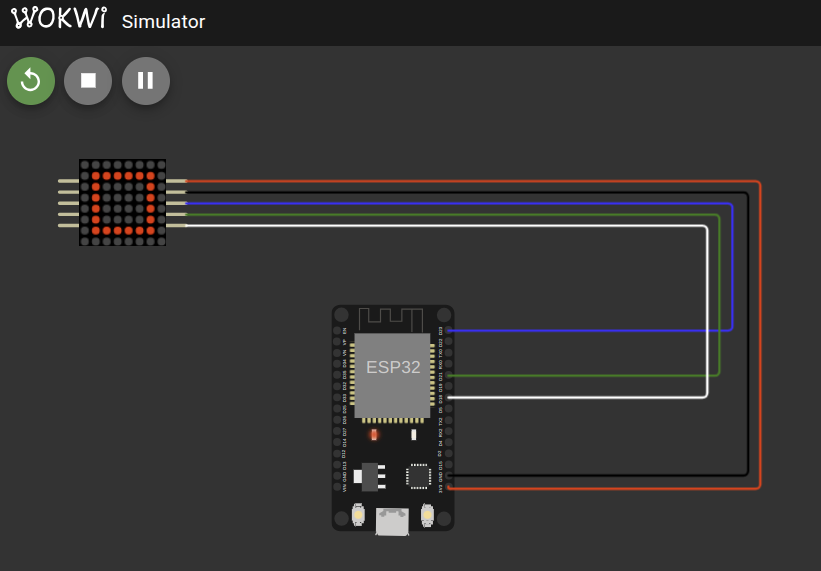MAX7219 Dot Matrix Display with ESP32 in Vscode Wokwi simulator